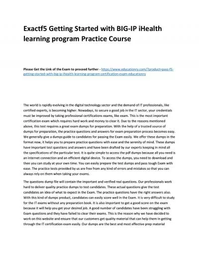 f5 Getting Started with BIG-IP iHealth learning program