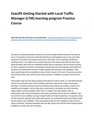 f5 Getting Started with Local Traffic Manager (LTM) learning program