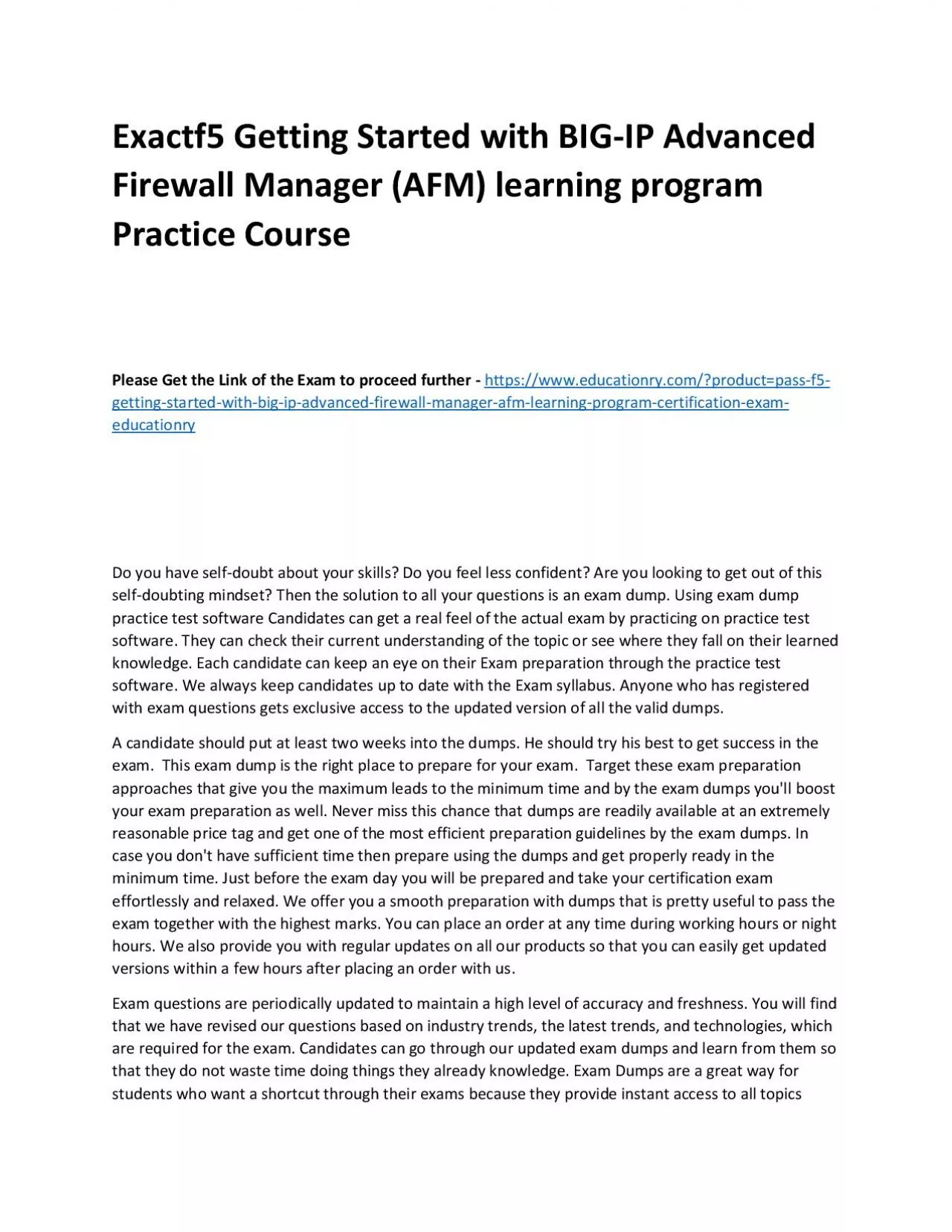 PDF-f5 Getting Started with BIG-IP Advanced Firewall Manager (AFM) learning program