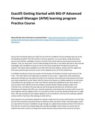 f5 Getting Started with BIG-IP Advanced Firewall Manager (AFM) learning program