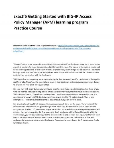 f5 Getting Started with BIG-IP Access Policy Manager (APM) learning program