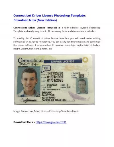 Connecticut Driver License Photoshop Template (New Edition)