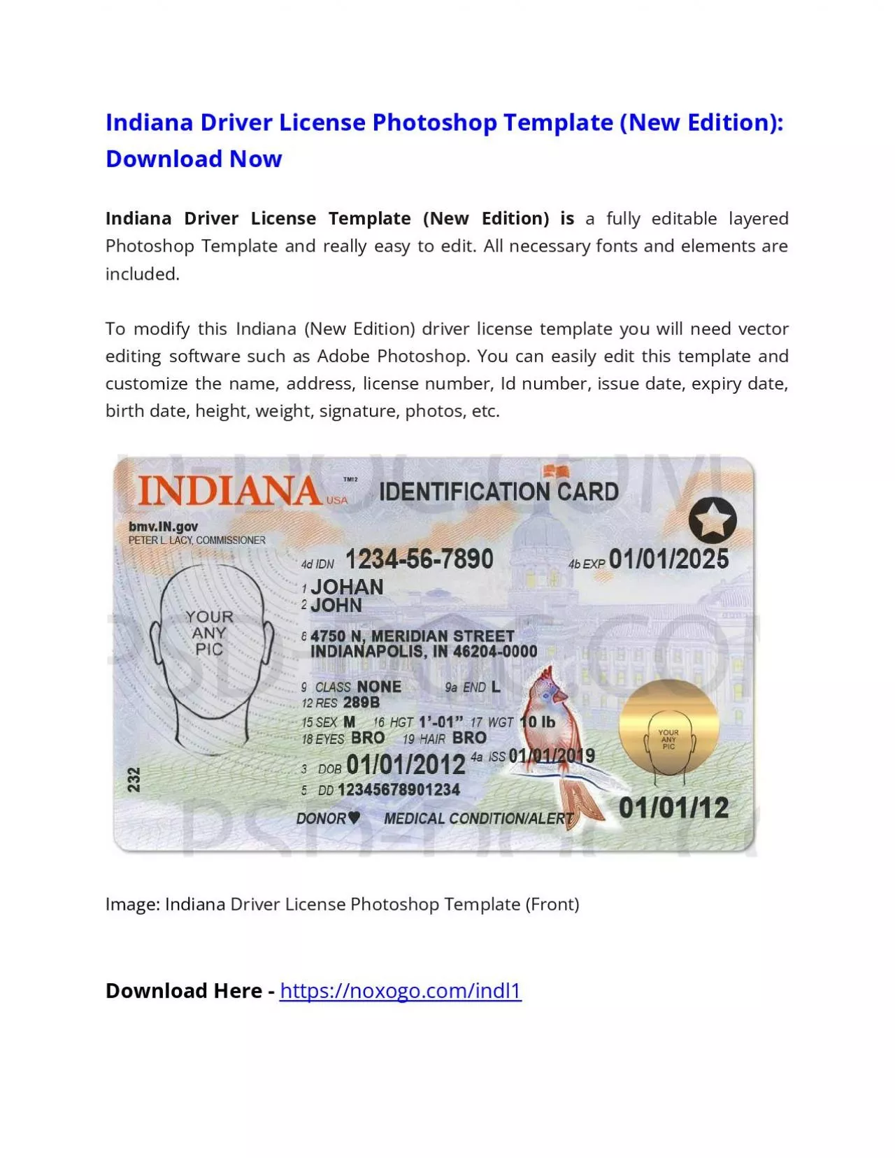 PDF-Idaho Driver License Photoshop Template (New Edition)