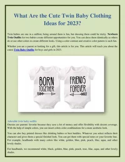 What Are the Cute Twin Baby Clothing Ideas for 2023?