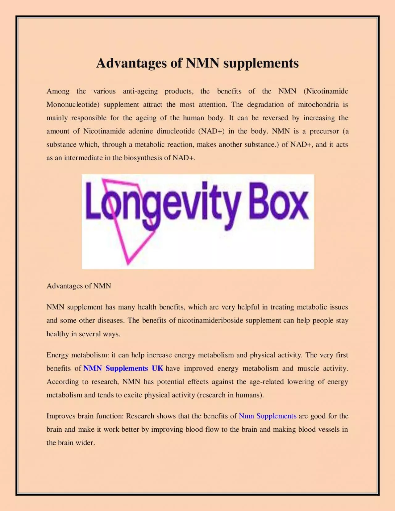 PDF-Advantages of NMN supplements