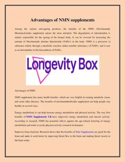Advantages of NMN supplements