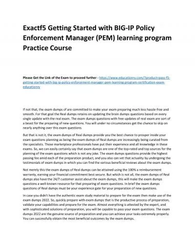 f5 Getting Started with BIG-IP Policy Enforcement Manager (PEM) learning program