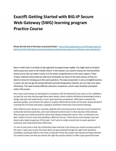 f5 Getting Started with BIG-IP Secure Web Gateway (SWG) learning program