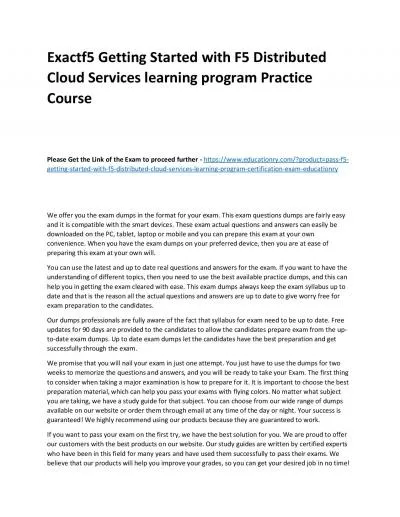 f5 Getting Started with F5 Distributed Cloud Services learning program