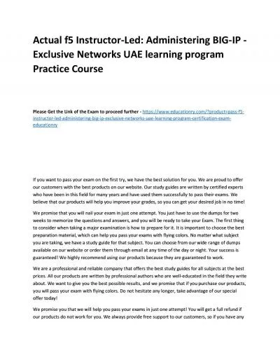 f5 Instructor-Led: Administering BIG-IP - Exclusive Networks UAE learning program