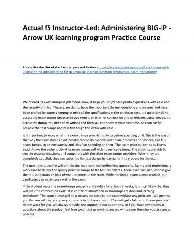 f5 Instructor-Led: Administering BIG-IP - Arrow UK learning program