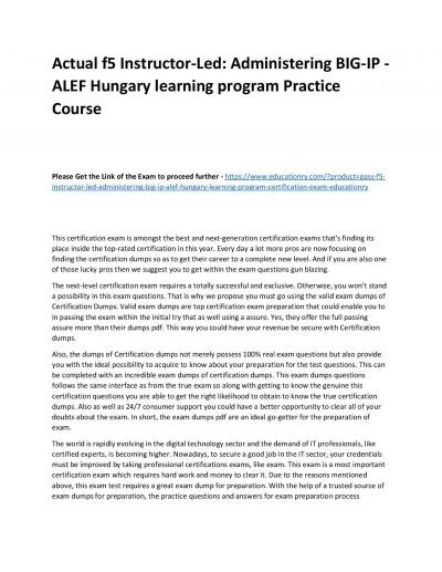 f5 Instructor-Led: Administering BIG-IP - ALEF Hungary learning program