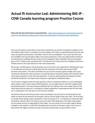 f5 Instructor-Led: Administering BIG-IP - CDW Canada learning program