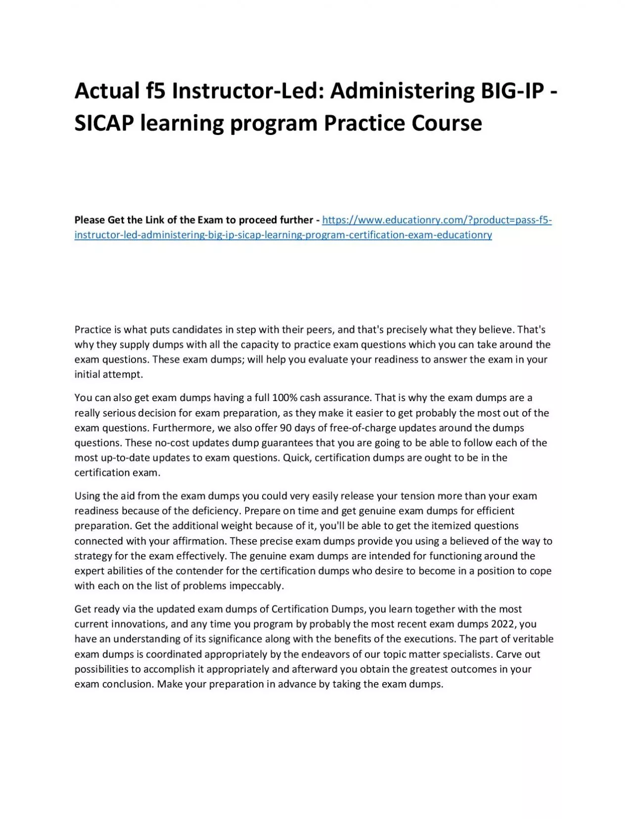 PDF-f5 Instructor-Led: Administering BIG-IP - SICAP learning program