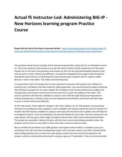 f5 Instructor-Led: Administering BIG-IP - New Horizons learning program