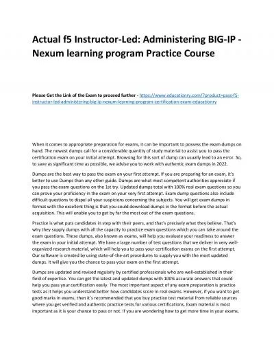 f5 Instructor-Led: Administering BIG-IP - Nexum learning program