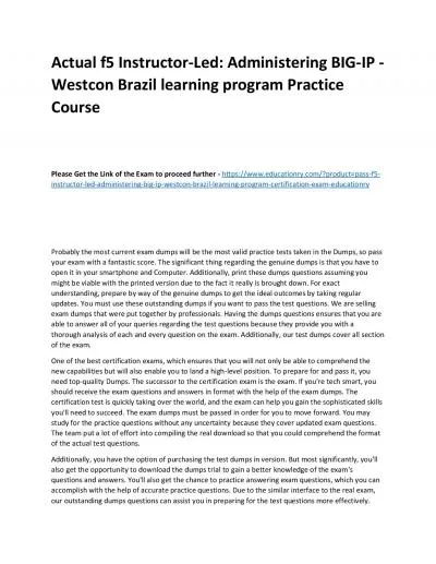 f5 Instructor-Led: Administering BIG-IP - Westcon Brazil learning program