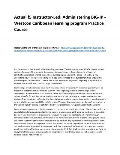 f5 Instructor-Led: Administering BIG-IP - Westcon Caribbean learning program