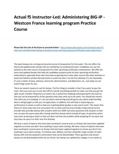 f5 Instructor-Led: Administering BIG-IP - Westcon France learning program