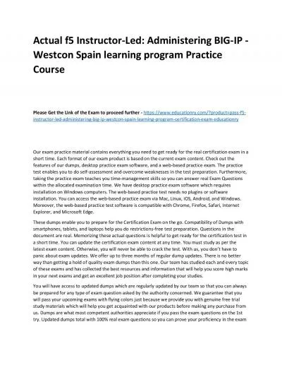 f5 Instructor-Led: Administering BIG-IP - Westcon Spain learning program