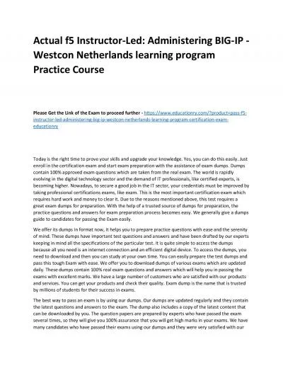 f5 Instructor-Led: Administering BIG-IP - Westcon Netherlands learning program