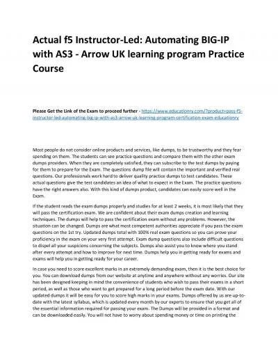 f5 Instructor-Led: Automating BIG-IP with AS3 - Arrow UK learning program