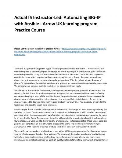 f5 Instructor-Led: Automating BIG-IP with Ansible - Arrow UK learning program