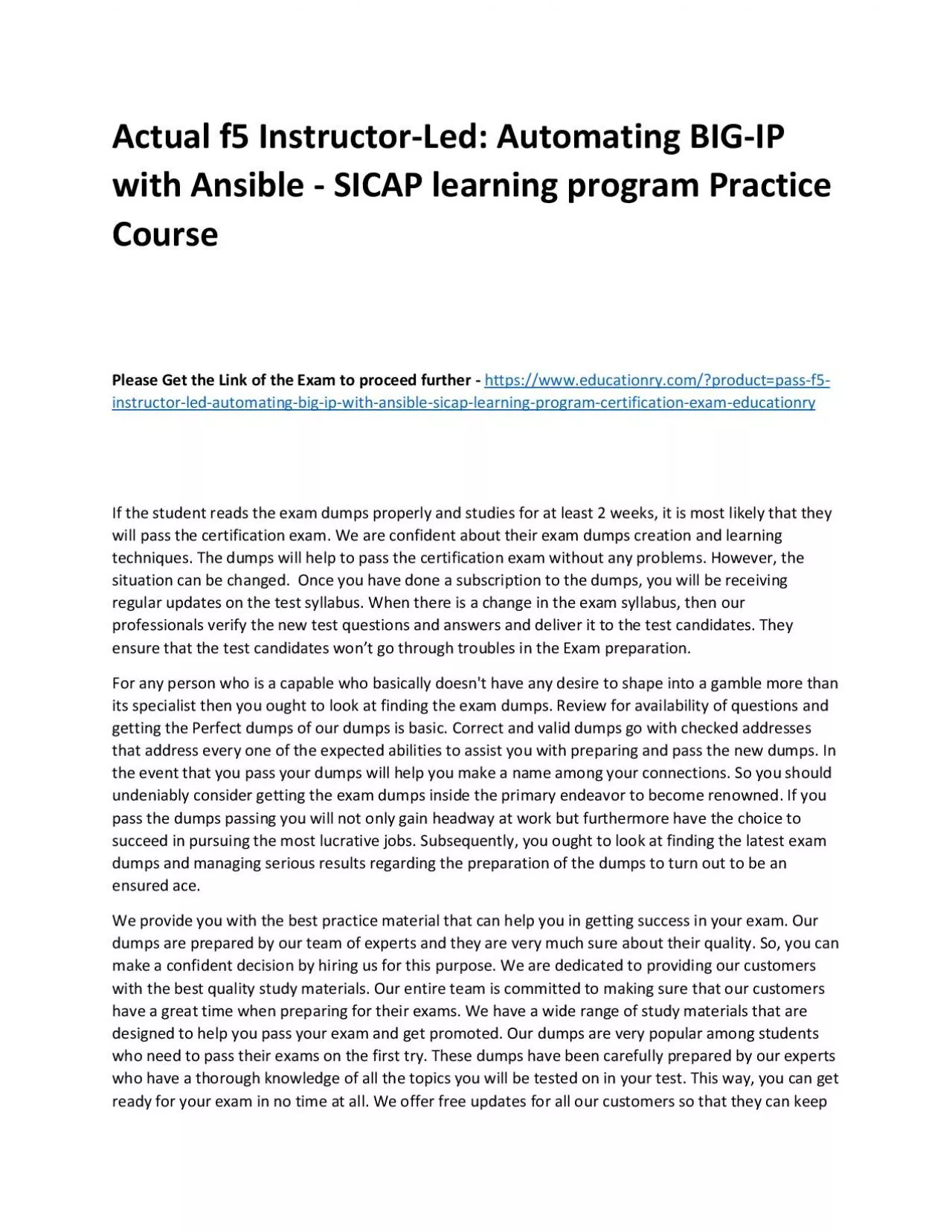 PDF-f5 Instructor-Led: Automating BIG-IP with Ansible - SICAP learning program