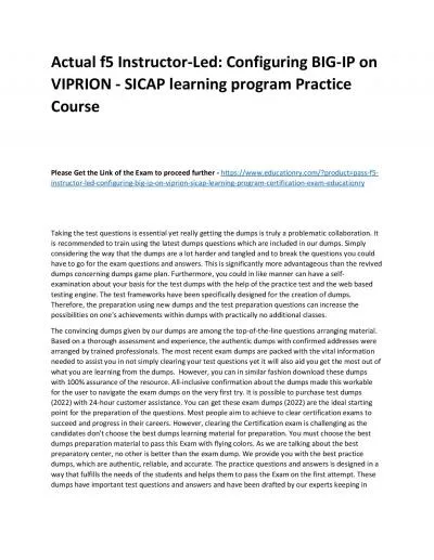 f5 Instructor-Led: Configuring BIG-IP on VIPRION - SICAP learning program