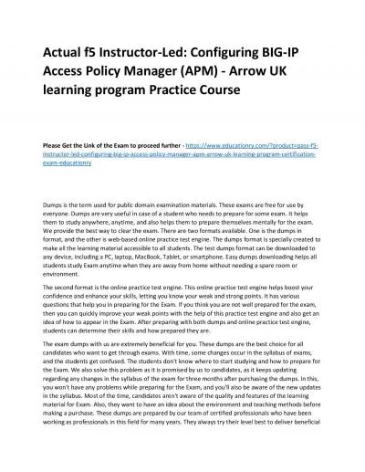 f5 Instructor-Led: Configuring BIG-IP Access Policy Manager (APM) - Arrow UK learning