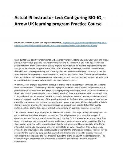 f5 Instructor-Led: Configuring BIG-IQ - Arrow UK learning program