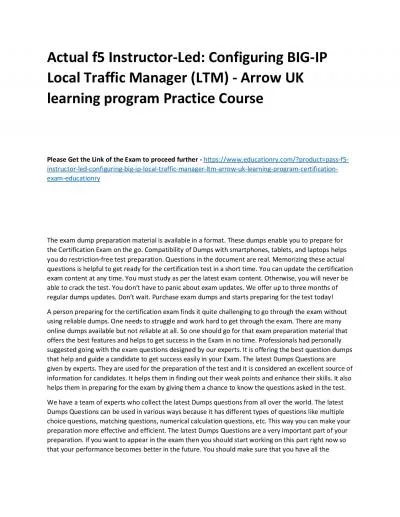 f5 Instructor-Led: Configuring BIG-IP Local Traffic Manager (LTM) - Arrow UK learning program