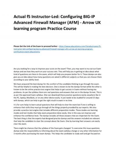 f5 Instructor-Led: Configuring BIG-IP Advanced Firewall Manager (AFM) - Arrow UK learning