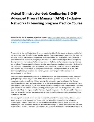 f5 Instructor-Led: Configuring BIG-IP Advanced Firewall Manager (AFM) - Exclusive Networks