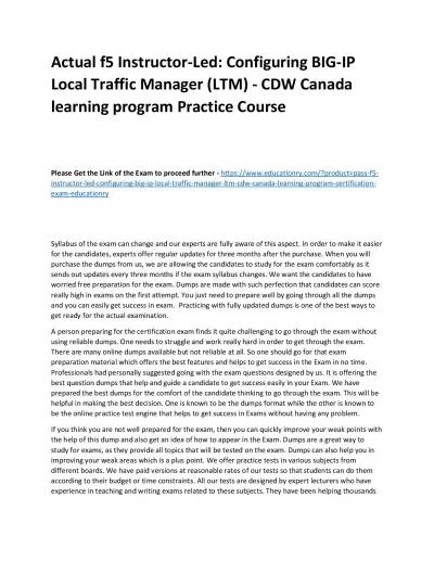 f5 Instructor-Led: Configuring BIG-IP Local Traffic Manager (LTM) - CDW Canada learning