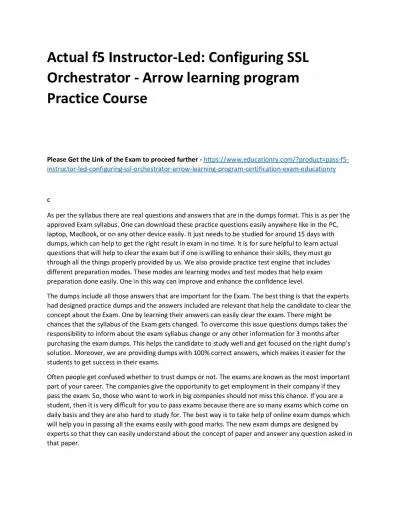 f5 Instructor-Led: Configuring SSL Orchestrator - Arrow learning program