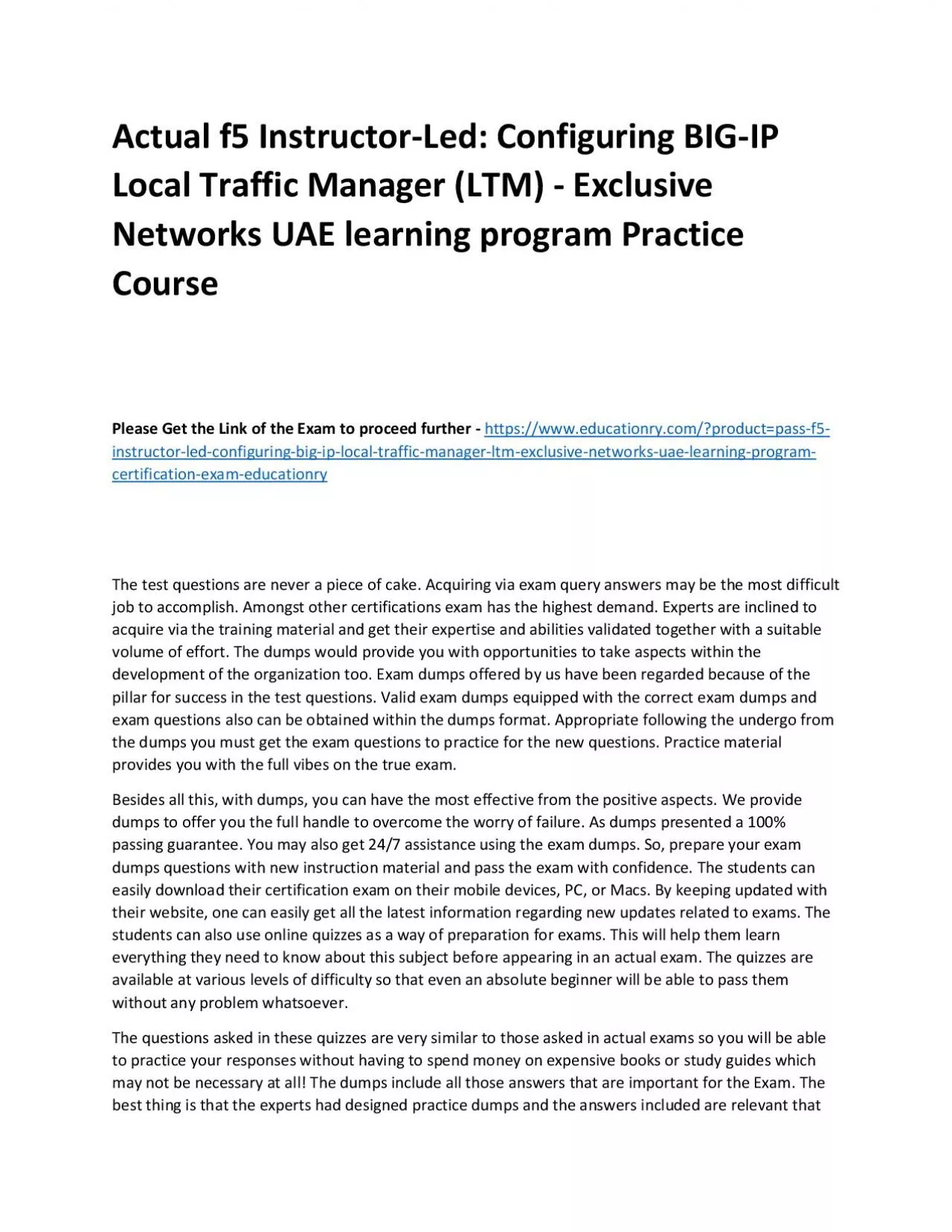 PDF-f5 Instructor-Led: Configuring BIG-IP Local Traffic Manager (LTM) - Exclusive Networks