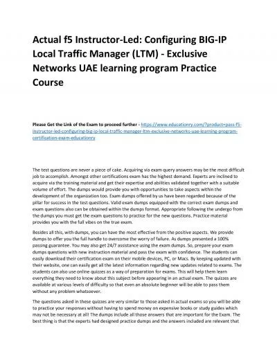 f5 Instructor-Led: Configuring BIG-IP Local Traffic Manager (LTM) - Exclusive Networks UAE learning program