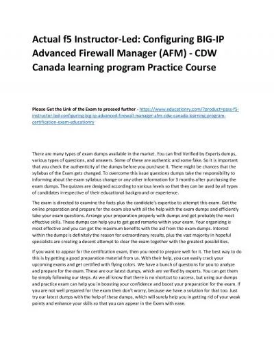 f5 Instructor-Led: Configuring BIG-IP Advanced Firewall Manager (AFM) - CDW Canada learning