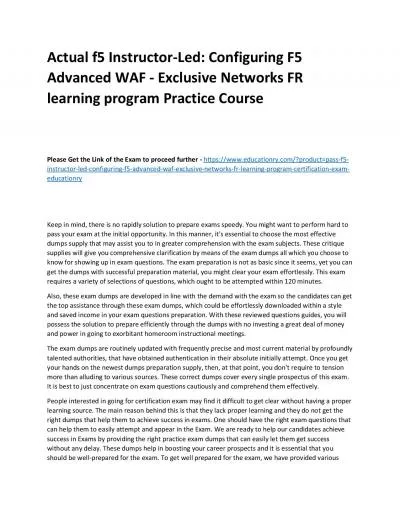 f5 Instructor-Led: Configuring F5 Advanced WAF - Exclusive Networks FR learning program