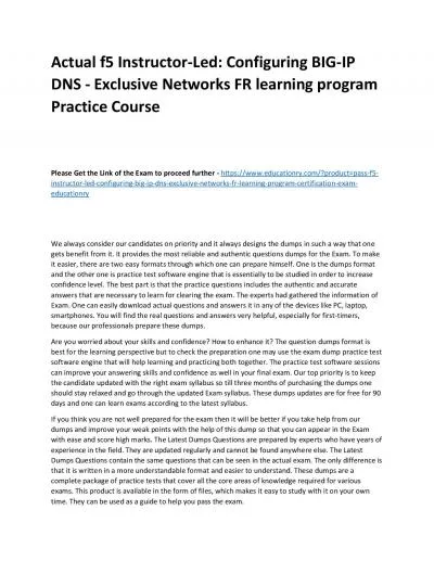 f5 Instructor-Led: Configuring BIG-IP DNS - Exclusive Networks FR learning program