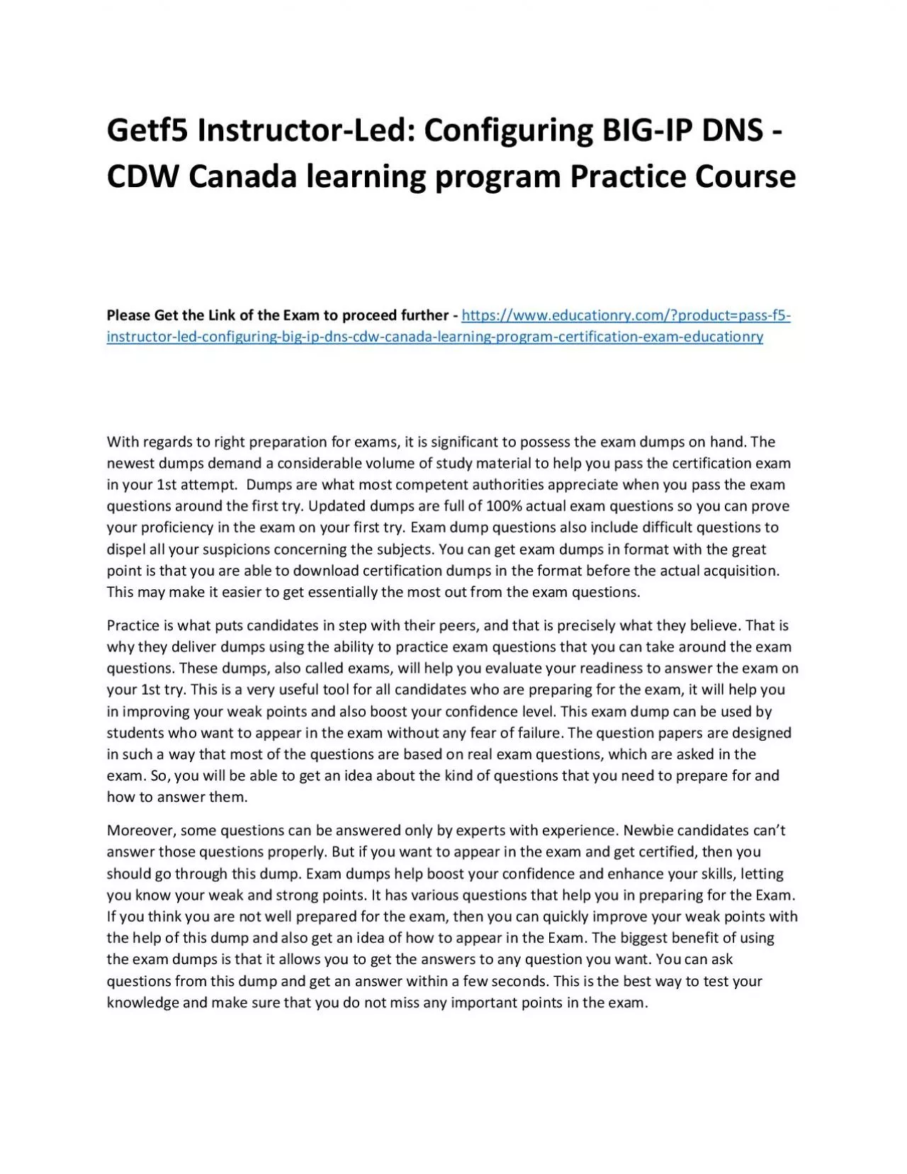 f5 Instructor-Led: Configuring BIG-IP DNS - CDW Canada learning program