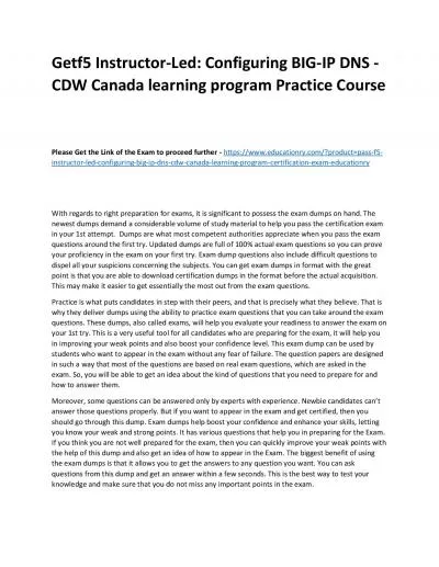 f5 Instructor-Led: Configuring BIG-IP DNS - CDW Canada learning program