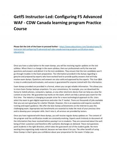 f5 Instructor-Led: Configuring F5 Advanced WAF - CDW Canada learning program