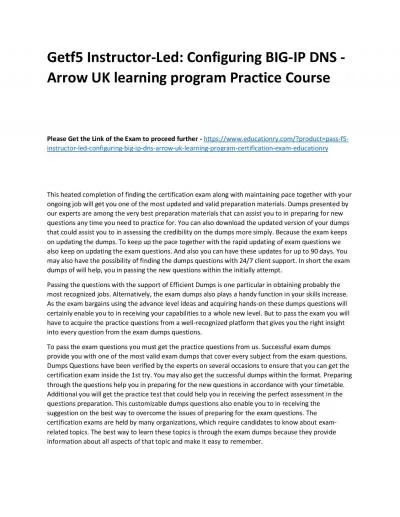 f5 Instructor-Led: Configuring BIG-IP DNS - Arrow UK learning program