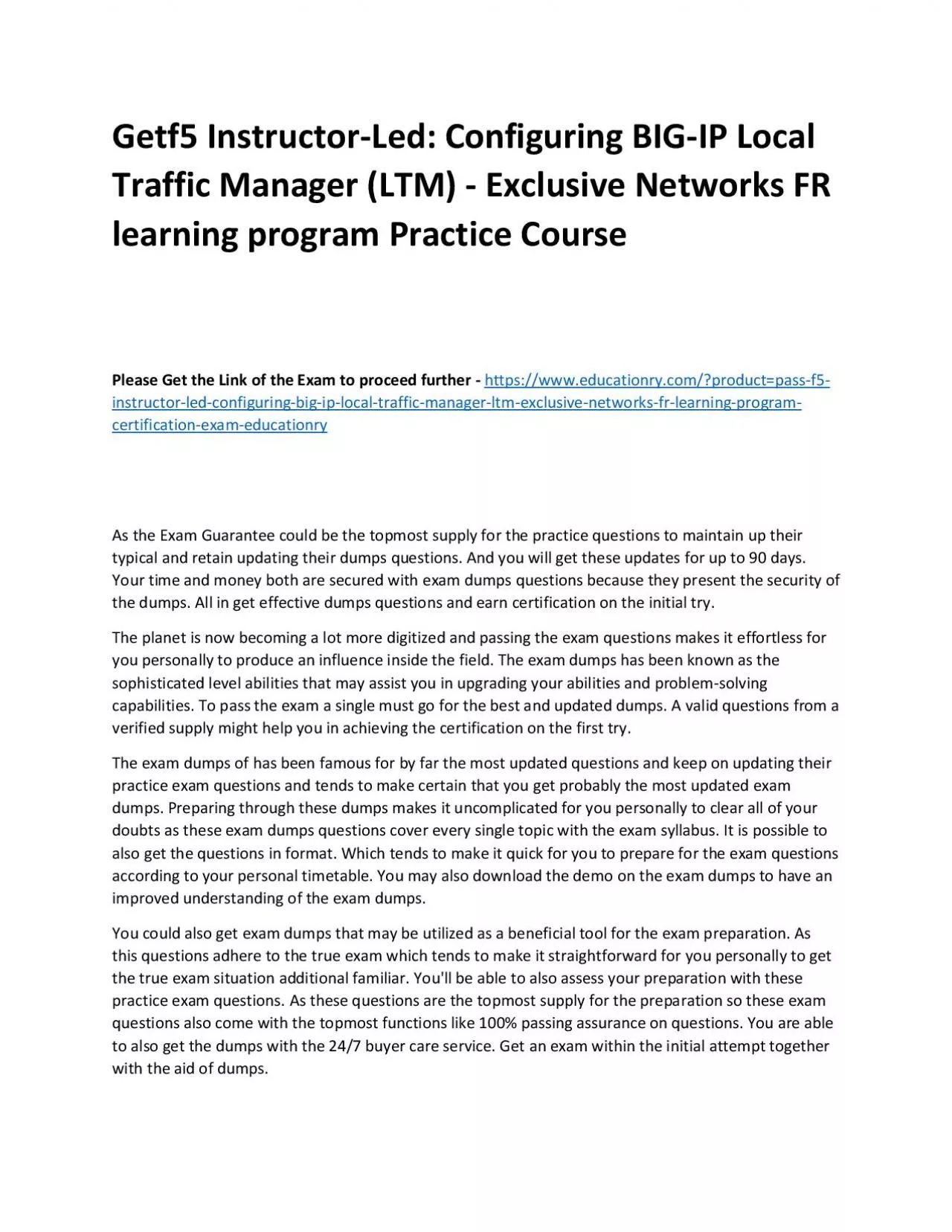 PDF-f5 Instructor-Led: Configuring BIG-IP Local Traffic Manager (LTM) - Exclusive Networks