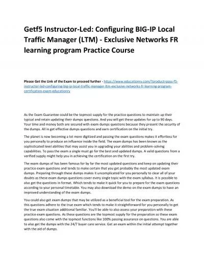 f5 Instructor-Led: Configuring BIG-IP Local Traffic Manager (LTM) - Exclusive Networks