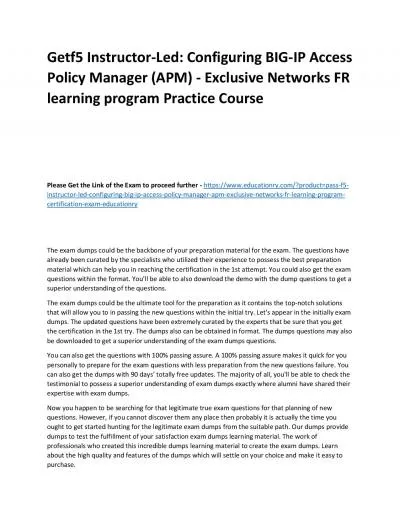 f5 Instructor-Led: Configuring BIG-IP Access Policy Manager (APM) - Exclusive Networks