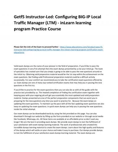 f5 Instructor-Led: Configuring BIG-IP Local Traffic Manager (LTM) - inLearn learning program