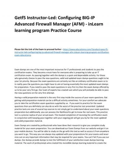 f5 Instructor-Led: Configuring BIG-IP Advanced Firewall Manager (AFM) - inLearn learning